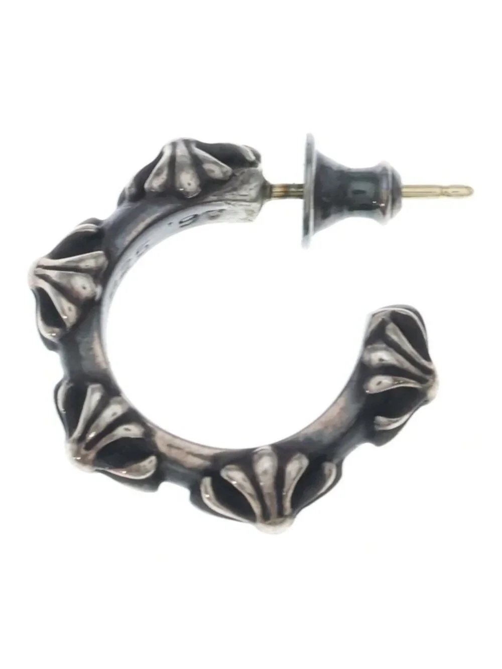 Chrome Hearts Hoop Cross Band Earrings Silver